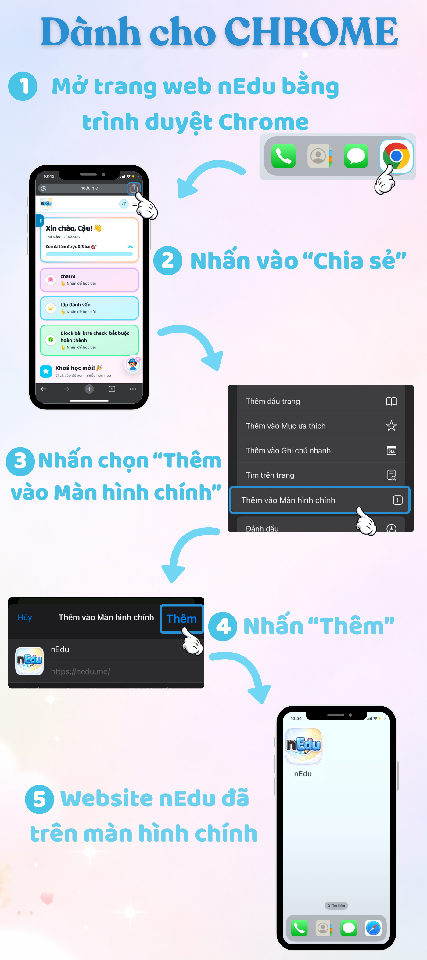 Hướng dẫn thêm nEdu vào màn hình chính trên Chrome