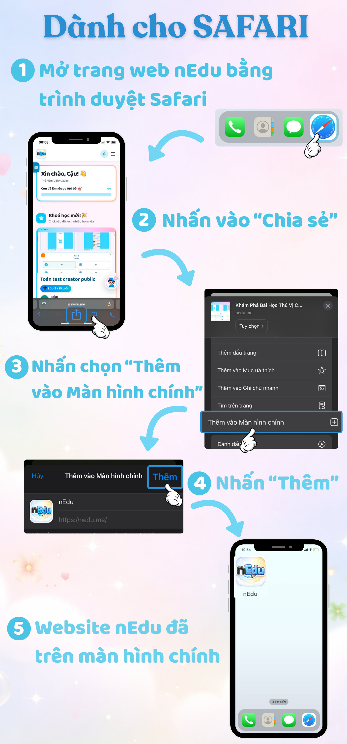 Hướng dẫn thêm nEdu vào màn hình chính trên Safari